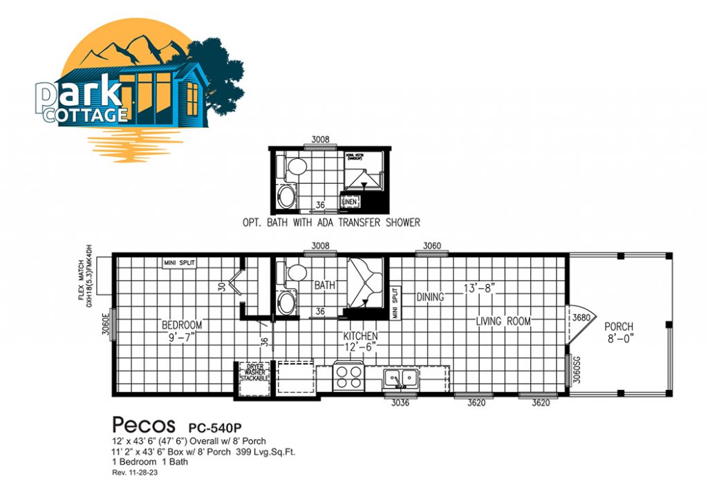 Floor Plan for Pecos Park Cottage - Tiny Home Floor Plan